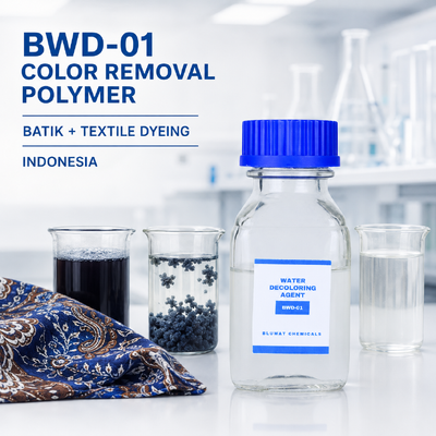 Acquistare BWD-01 Polimero Cationico per la Rimozione del Colore per le Acque Reflue di Tintura Batik e Tessile in Indonesia fabbricazione online